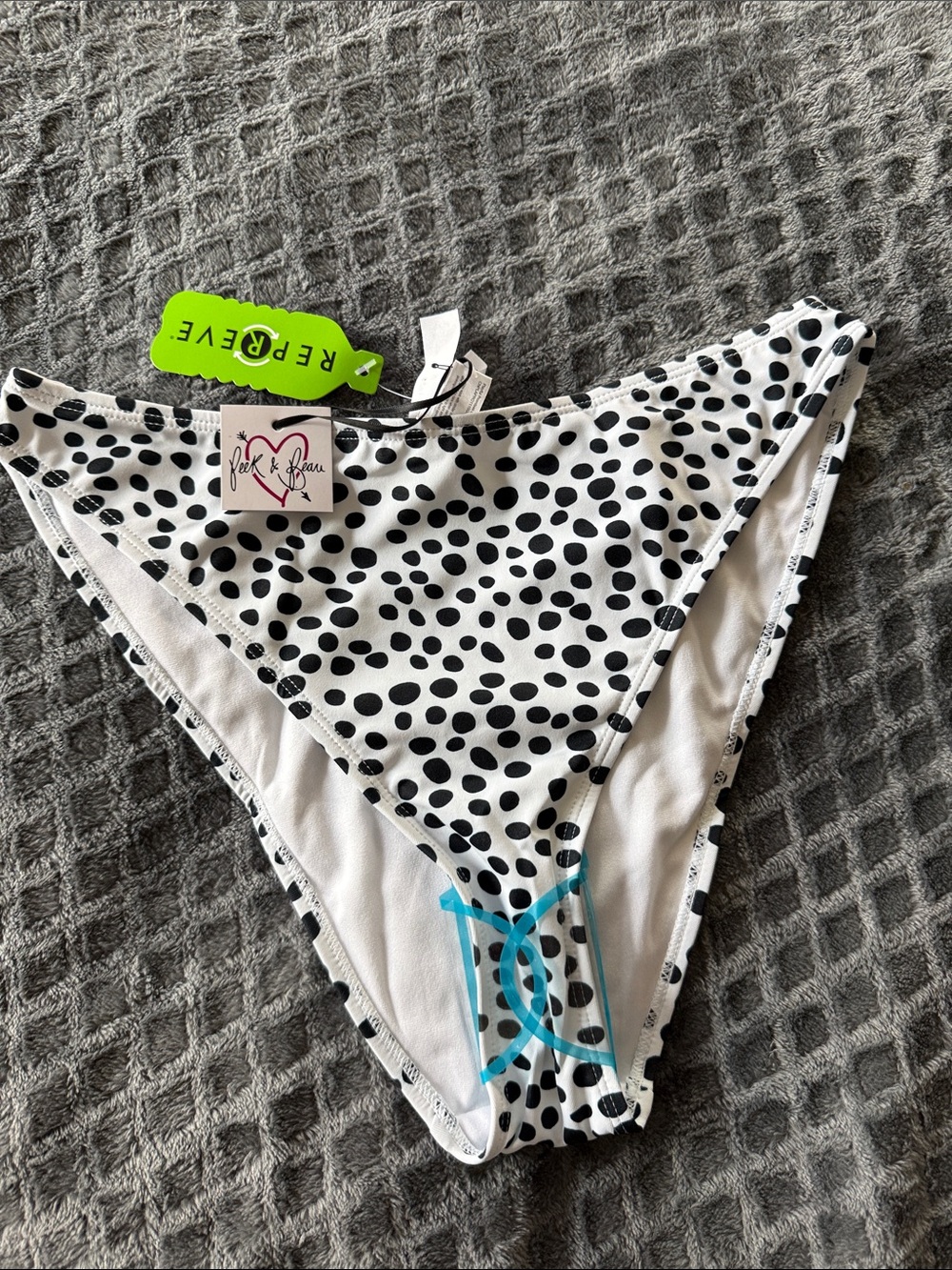 Peek & Beau White Bikini Bottoms with Black Polka Dots